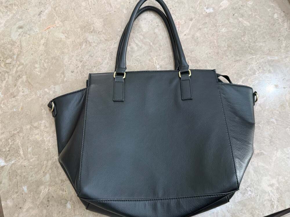 H&M Black Faux Leather Tote Handbag